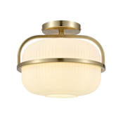Globe Electric 11" Wide Semi-Flush Drum Ceiling Fixture Satin Brass