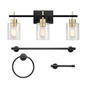 Globe Electric 3 Light 24" Wide Vanity Light Matte Black / Matte Brass