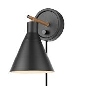 Globe Electric Tristan 10" Tall Hardwired or Plug-In Wall Sconce Matte Black