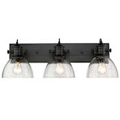Golden Lighting Hines 3 Light 25" Wide Bathroom Vanity Light with Seedy Glass Shades Black