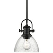 Golden Lighting Hines Single Light 6-7/8" Wide Pendant with Seeded Glass Shade Black