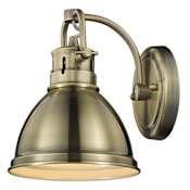Golden Lighting Duncan 9" Tall Bathroom Sconce Aged Brass / Aged Brass