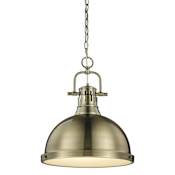 Golden Lighting Duncan Single Light 14" Wide Pendant Aged Brass / Aged Brass