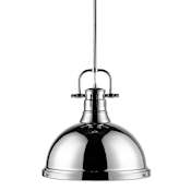 Golden Lighting Duncan Single Light 14" Wide Pendant Chrome