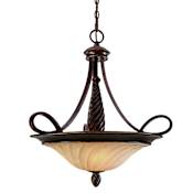 Golden Lighting Three Light Down Lighting Bowl Pendant from the Torbellino Collection Cordoban Bronze