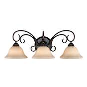 Golden Lighting Homestead 3 Light Bathroom Vanity Light - 24.25 Inches Wide Rubbed Bronze