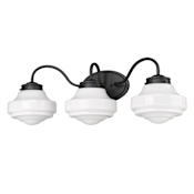 Golden Lighting Ingalls 3 Light 28" Wide Vanity Light Matte Black / Vintage Milk Glass