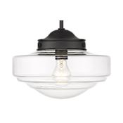 Golden Lighting Ingalls 12" Wide Pendant Matte Black / Clear