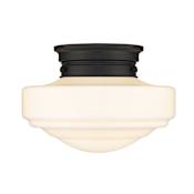 Golden Lighting Ingalls 12" Wide Semi-Flush Ceiling Fixture Matte Black / Vintage Milk Glass