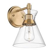 Golden Lighting Malta 10" Tall Bathroom Sconce with a Clear Glass Shade Brushed Champagne Bronze
