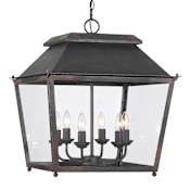 Golden Lighting Abingdon 6 Light 21" Wide Taper Candle Pendant Antique Black Iron