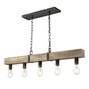 Golden Lighting Garrett 5 Light 40" Wide Linear Chandelier Antique Black Iron