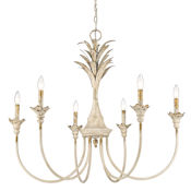 Golden Lighting Lillianne 6 Light 34" Wide Taper Candle Chandelier Antique Ivory