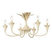 Golden Lighting Lillianne 6 Light 29" Wide Semi-Flush Ceiling Fixture Antique Ivory