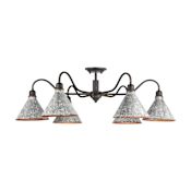 Golden Lighting Jasper 6 Light 38" Wide Semi-Flush Ceiling Fixture Antique Black Iron / Galvanized Steel