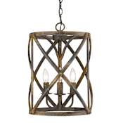 Golden Lighting Alcott 3 Light 13" Wide Taper Candle Pendant Antique Black Iron