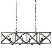Golden Lighting Alcott 8 Light 45" Wide Linear Pendant Antique Black Iron