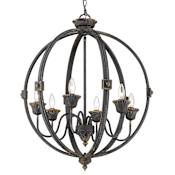 Golden Lighting Jules 6 Light 26" Wide Taper Candle Style Chandelier Antique Black Iron