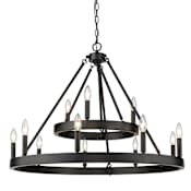 Golden Lighting Alastair 12 Light 32" Wide Taper Candle Chandelier Matte Black