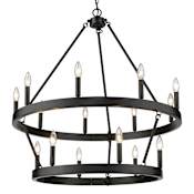Golden Lighting Alastair 15 Light 32" Wide Taper Candle Chandelier Matte Black