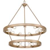 Golden Lighting Castile 9 + 6 Light 32" Wide Outdoor Ring Chandelier French Gold