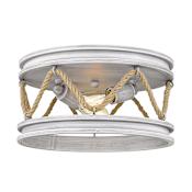Golden Lighting Chatham 2 Light 14" Wide Flush Mount Ceiling Fixture Gray Driftwood