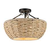Golden Lighting Hathaway 3 Light 16" Wide Semi-Flush Ceiling Fixture Matte Black