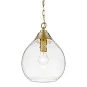 Golden Lighting Ariella 10" Wide Mini Pendant Brushed Champagne Bronze / Hammered Clear Glass