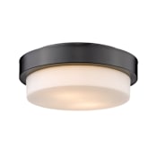 Golden Lighting Multi-Family 2 Light 11" Wide Flush Mount Drum Ceiling Fixture Matte Black / Opal