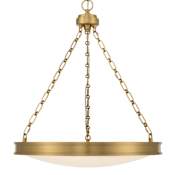 Golden Lighting Cameron 24" Wide LED Outdoor Pendant Brushed Champagne Brass / Etched Glass