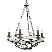 Golden Lighting Madera 6 Light 28" Wide Taper Candle Chandelier Antique Black Iron / Coastal Driftwood