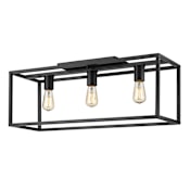 Golden Lighting Wesson 3 Light 25" Wide Flush Mount Linear Ceiling Fixture Matte Black