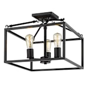 Golden Lighting Wesson 3 Light 14" Wide Semi-Flush Square Ceiling Fixture Black