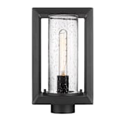 Golden Lighting Smyth 13" Tall Post Light with Seedy Glass Shade Natural Black