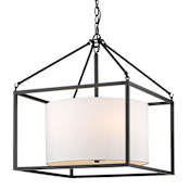 Golden Lighting Manhattan 5 Light 18" Wide Drum Chandelier Matte Black