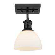 Golden Lighting Hines 8" Wide Accent Light Ceiling Fixture Matte Black / Opal