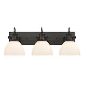 Golden Lighting Hines 3 Light 25" Wide Bathroom Vanity Light Rubbed Bronze / Opal
