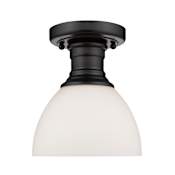 Golden Lighting Hines Single Light 7" Wide Semi-Flush Ceiling Fixture Black