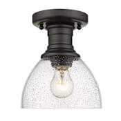Golden Lighting Hines Single Light 7" Wide Semi-Flush Ceiling Fixture Black
