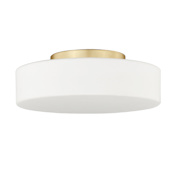 Golden Lighting Toli 12" Wide LED Semi-Flush Drum Ceiling Fixture with Opal Glass Shade Brushed Champagne Bronze