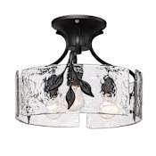 Golden Lighting Calla 3 Light 15" Wide Semi-Flush Drum Ceiling Fixture Natural Black