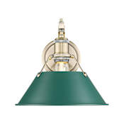 Golden Lighting Orwell 10" Tall Wall Sconce Aged Brass / Pine Green Shades