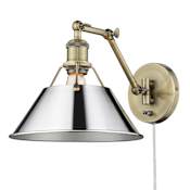 Golden Lighting Orwell 9" Tall Hardwired or Plug-In Wall Sconce Aged Brass / Chrome