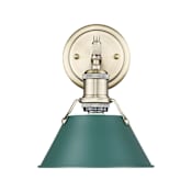 Golden Lighting Orwell 10" Tall Bathroom Sconce Aged Brass / Pine Green Shades