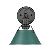 Golden Lighting Orwell 10" Tall Bathroom Sconce Matte Black / Pine Green Shades