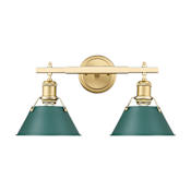 Golden Lighting Orwell 2 Light 18" Wide Vanity Light Brushed Champagne Bronze / Pine Green Shades