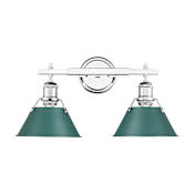 Golden Lighting Orwell 2 Light 18" Wide Vanity Light Chrome / Pine Green Shades