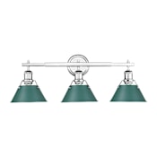 Golden Lighting Orwell 3 Light 27" Wide Vanity Light Chrome / Pine Green Shades