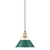 Golden Lighting Orwell 10" Wide Mini Pendant Brushed Champagne Bronze / Pine Green Shades