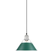 Golden Lighting Orwell 10" Wide Mini Pendant Chrome / Pine Green Shades